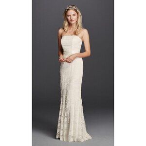 Galina Women's Ivory Lace Sheath Wedding Dress - 10